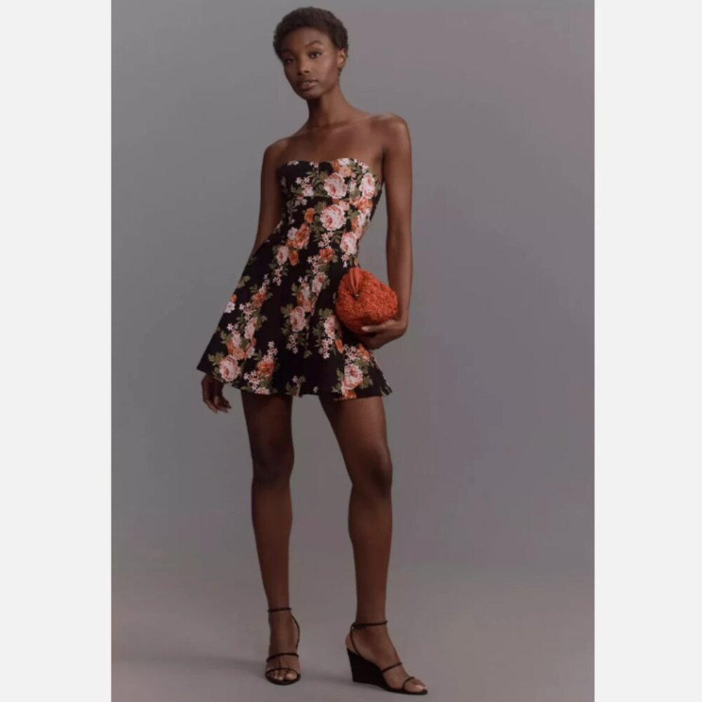 Brand New by Anthropologie Maeve Strapless Flounce Mini Dress